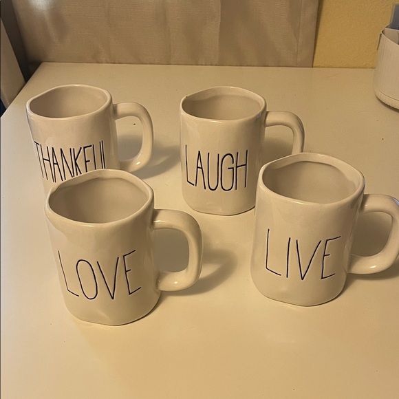 Other - White Ceramic 'Live Laugh Love Thankful' Mug Set